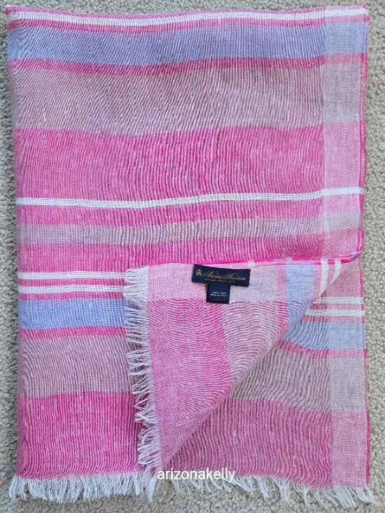 Brooks Brothers Accessories - NWOT Brooks Brothers Linen Striped Scarf Pink, White & Blue